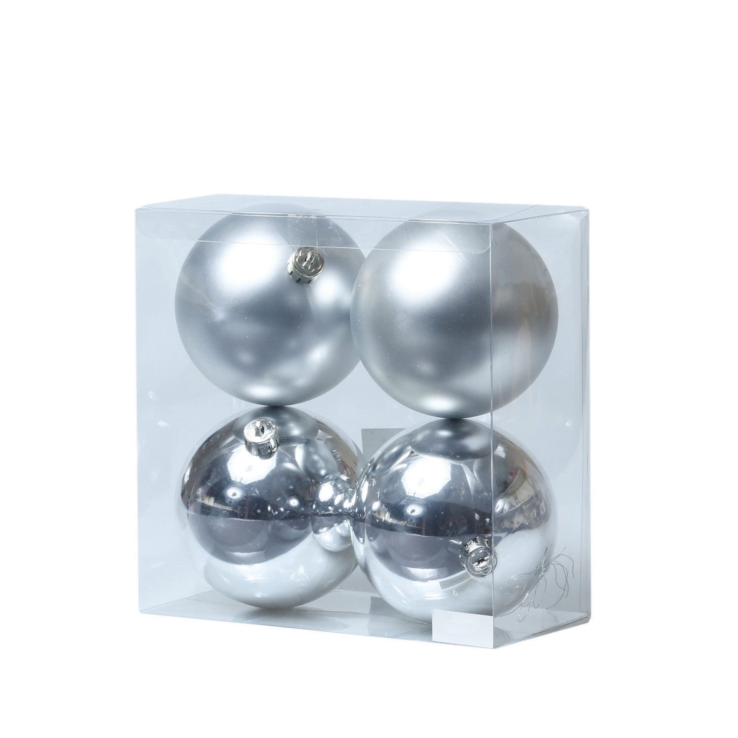 MARELIDA Weihnachtsbaumkugel Christbaumkugeln Weihnachtskugeln bruchfest 10cm silber 4er Set (4 St)