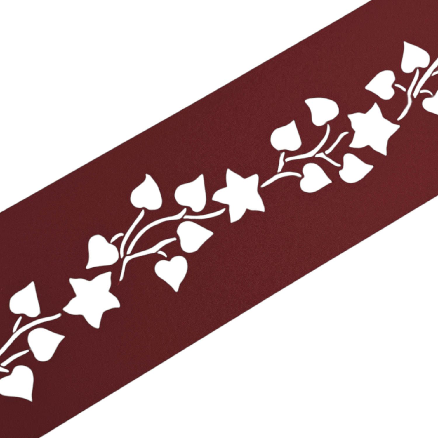 zaunzu Sichtschutzstreifen PREMIUM Dekor Floral #2 Sichtschutz Bordeauxrot 2,55m, (1x Einzelstreifen, Lasermuster für Deinen Doppelstabmattenzaun Laserstreifen), 5 Jahre garantierte Farbechtheit, UV-beständig