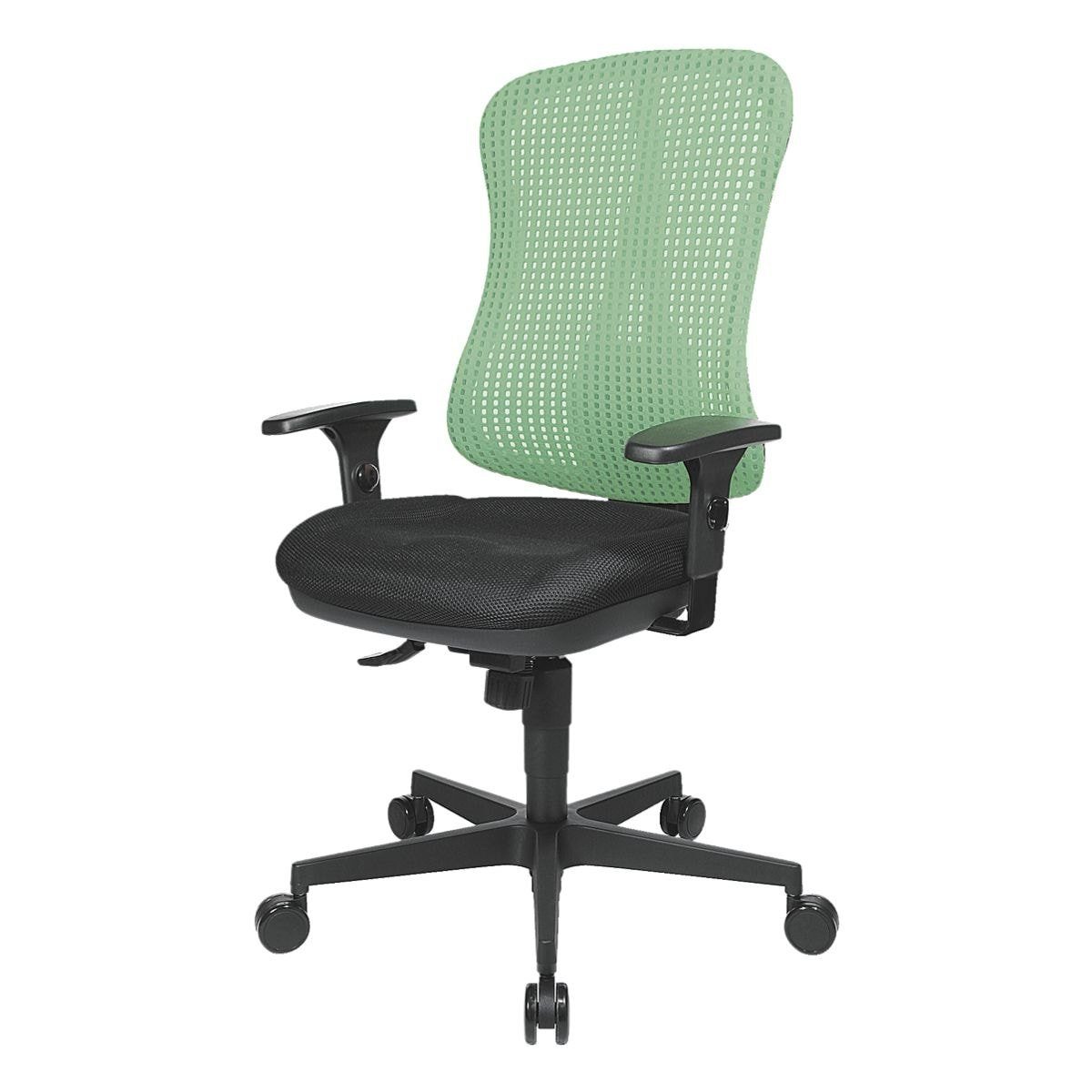 Muldensitz, (ohne Schreibtischstuhl Punkt-Synchronmechanik, Armlehnen) Netzrückenlehne, grün Headpoint TOPSTAR SY,