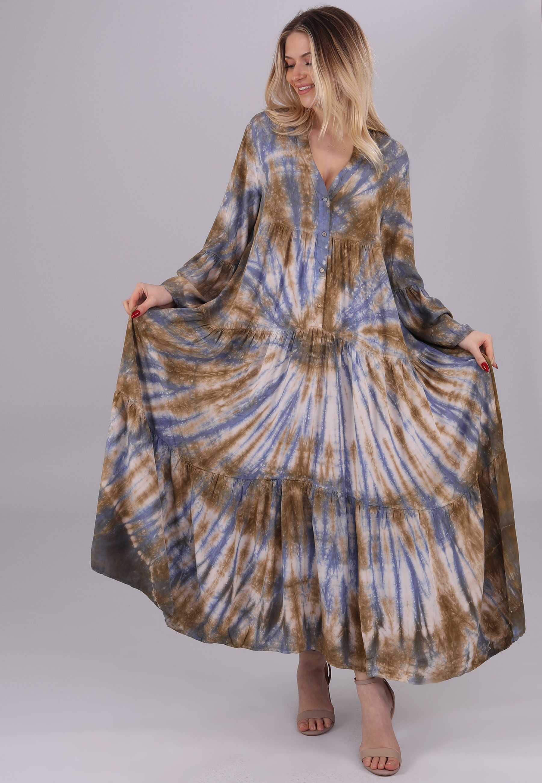 YC Fashion & Style Maxikleid Maxikleid im Bohème-Stil mit Batikmuster Allov günstig online kaufen