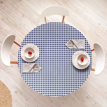 Abakuhaus Tischdecke Rundum-elastische Stofftischdecke, Indigo Blau Abstrakte symmetrische Punkte