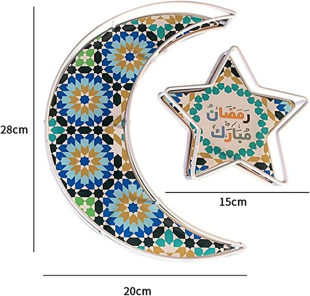Atäsi Dekotablett Ramadan St) Eid Mubarak Tablett Geschirr Party Stern Servieren (2 Mond