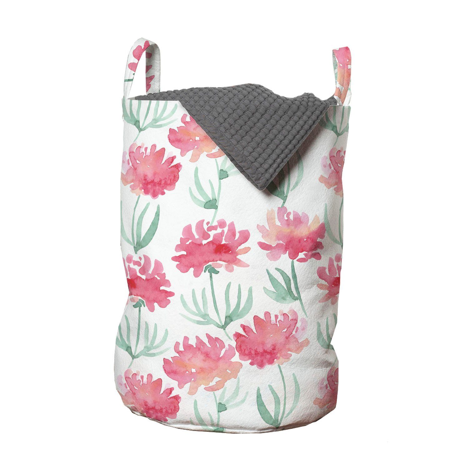 Abakuhaus Wäschesäckchen Wäschekorb mit Griffen Kordelzugverschluss für Waschsalons, Blume Frische Blüten Pastell