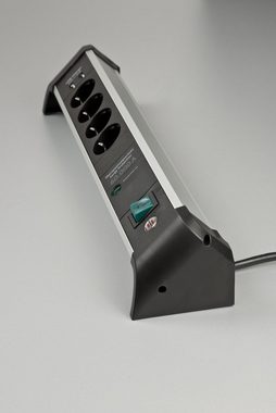 Brennenstuhl Alu-Office-Line Steckdosenleiste 4-fach (Kabellänge 1,8 m), mit 2-fach USB 3,1 A, Überspannungsschutz und Schalter