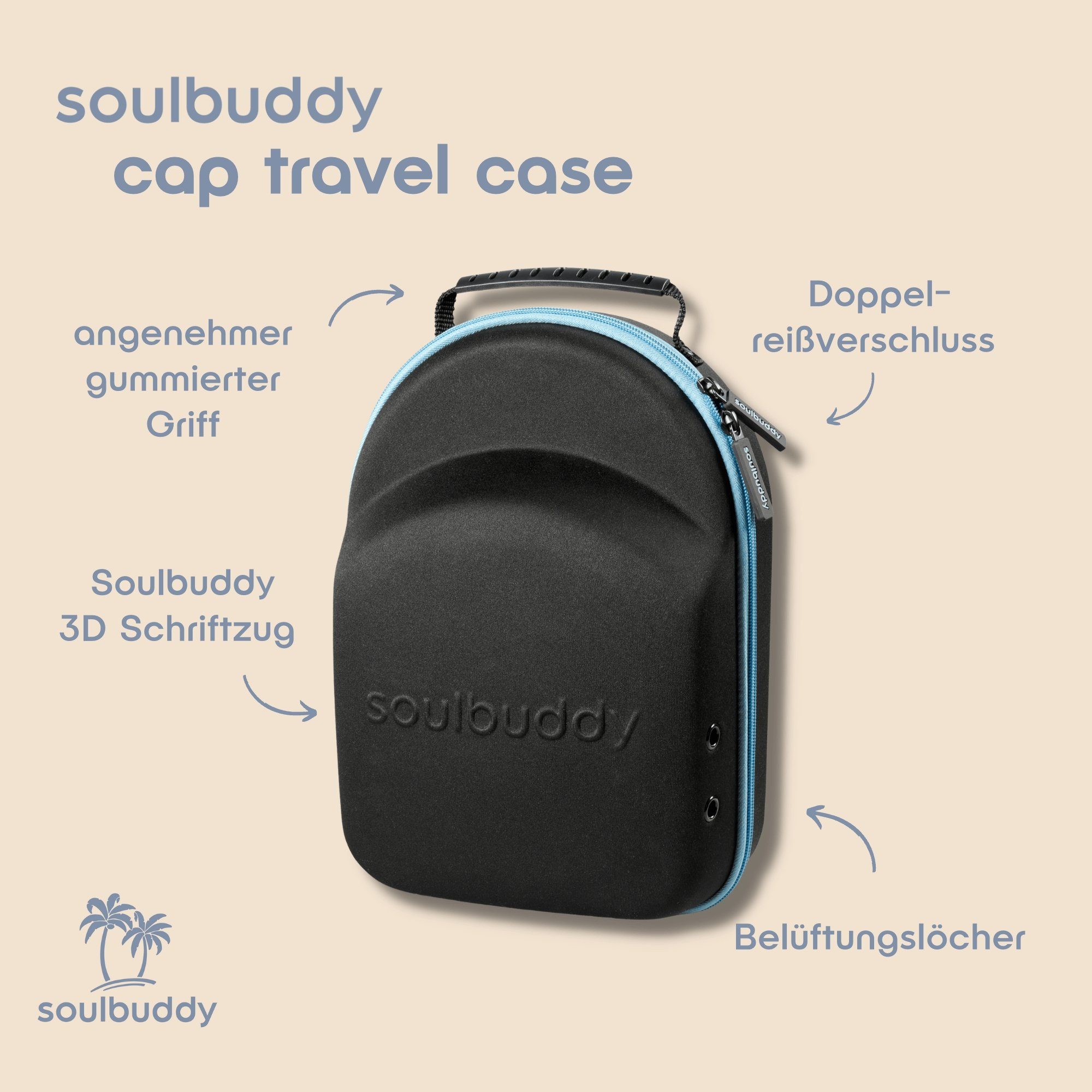 Soulbuddy Baseball Cap Travel Case, Cap Aufbewahrung, Hutkoffer, Cap Carrier für 4 -12 Caps