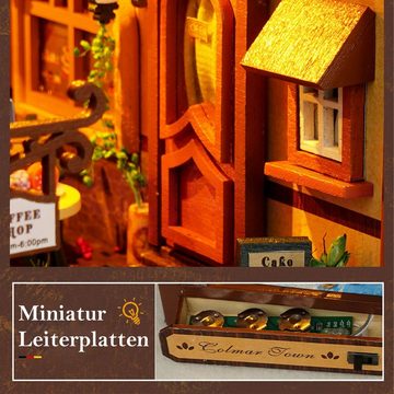 MAGICSHE 3D-Puzzle Holz Puzzle Buch Stand Kit mit LED-Leuchten, Puzzleteile, DIY Puppenhaus Buch Ecke
