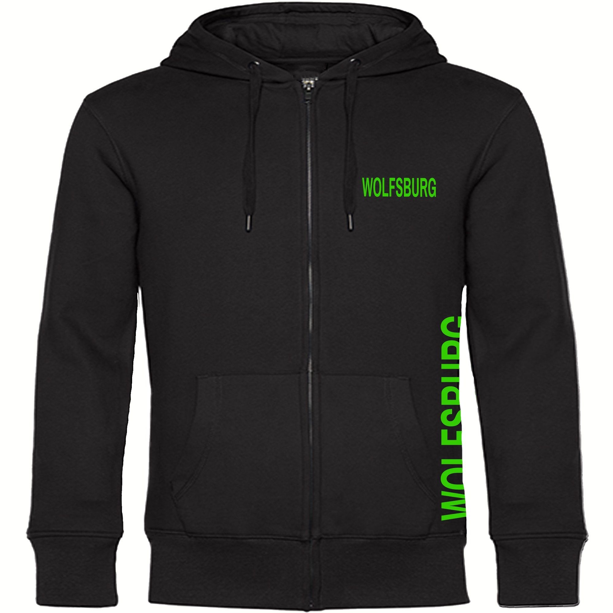 multifanshop Kapuzensweatjacke Wolfsburg - Brust & Seite - Pullover