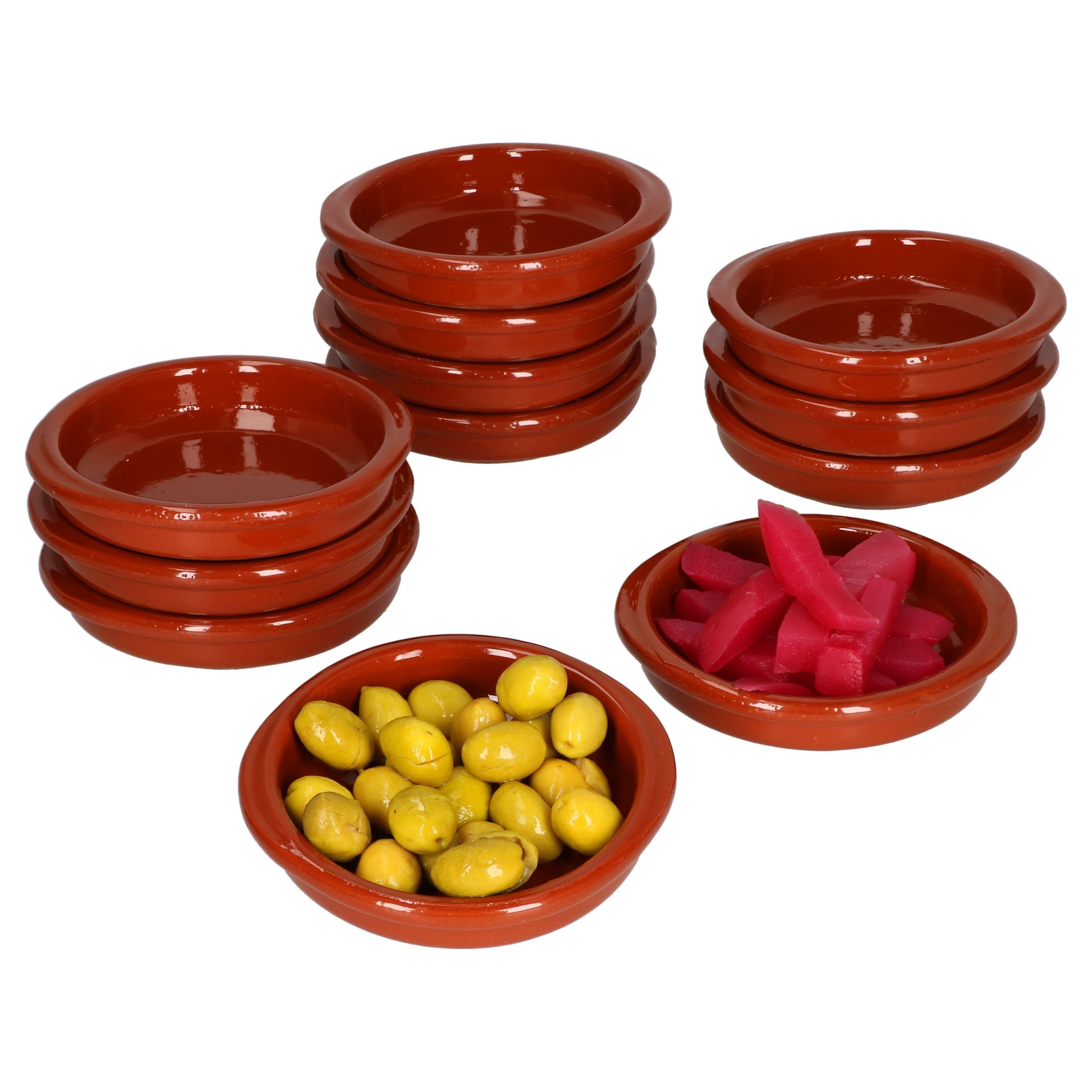 Tapas-Schale 12er Set Cazuela mit Griffen Ton-Schale Bernd Ø 10,5cm Größe XS