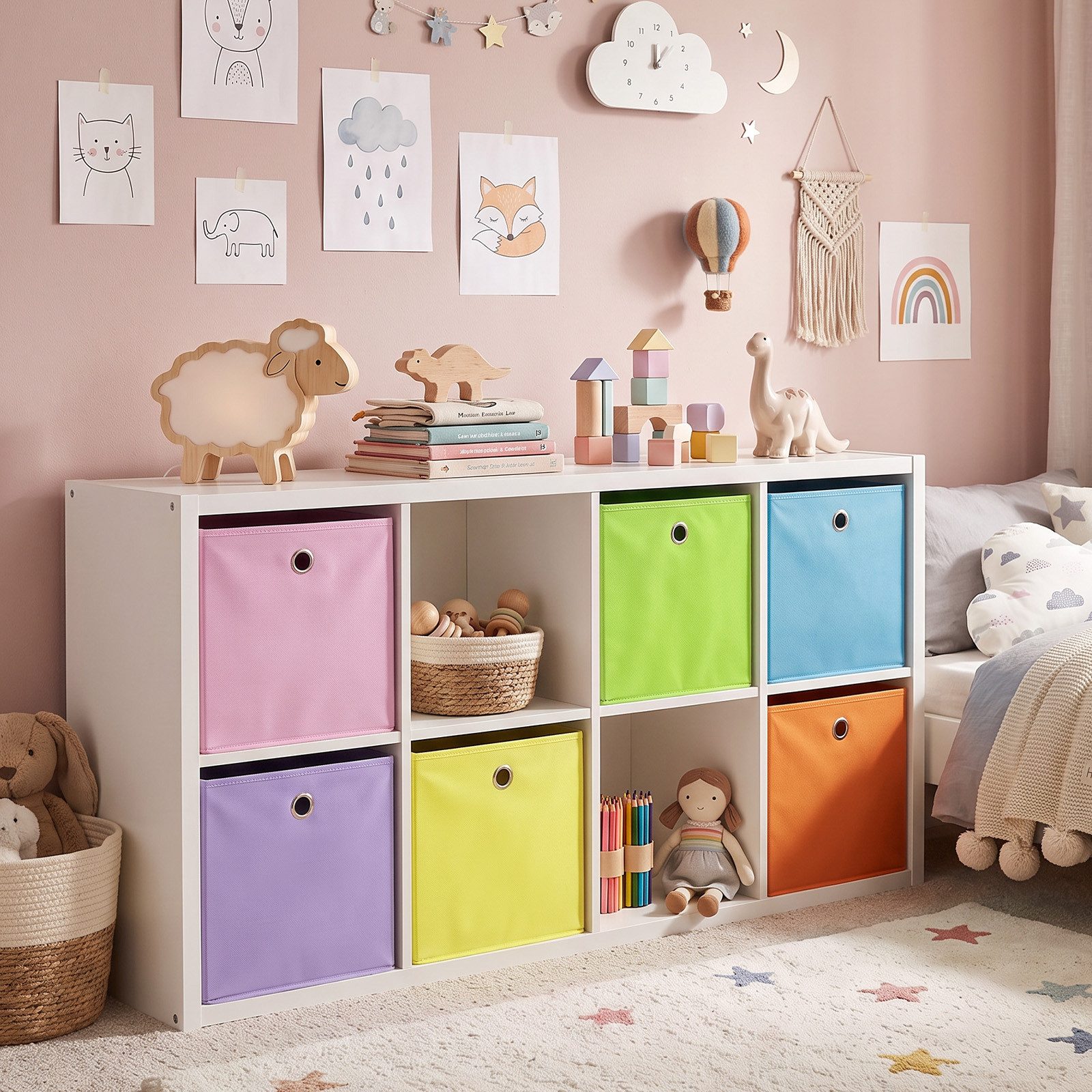 Sekey Aufbewahrungsbox Aufbewahrungsboxen Stoff 6er Set, Faltbox für Kallax Regal, 33x33x33 cm Ordnungsboxen für Kinderzimmer, Spielzeug und Kleidung