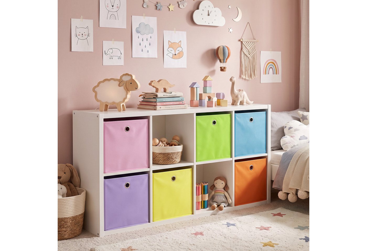 Sekey Aufbewahrungsbox Aufbewahrungsboxen Stoff 6er Set, Faltbox für Kallax Regal, 33x33x33 cm Ordnungsboxen für Kinderzimmer, Spielzeug und Kleidung