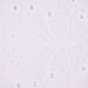 SCHÖNER LEBEN. Stoff Stickerei Baumwollstoff Schmetterlinge Lochstickerei weiß 1,25m Breite, atmungsaktiv