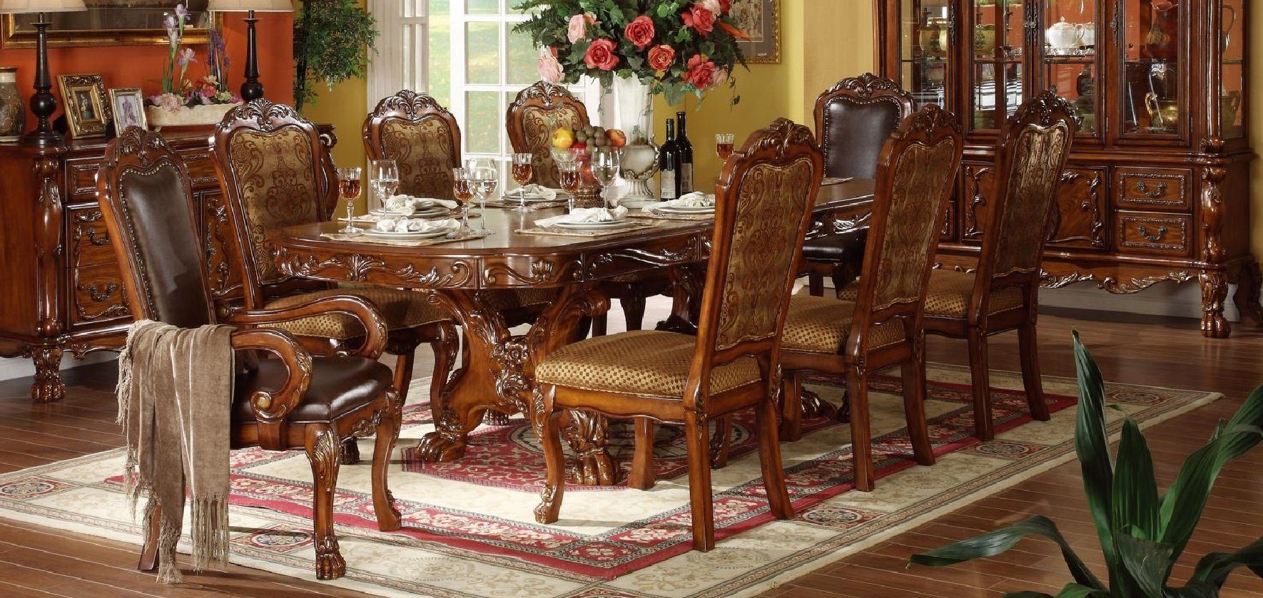 JVmoebel Essgruppe, Klassischer Esstisch Tisch Holz Esszimmer Garnitur 6x Stuhl Set