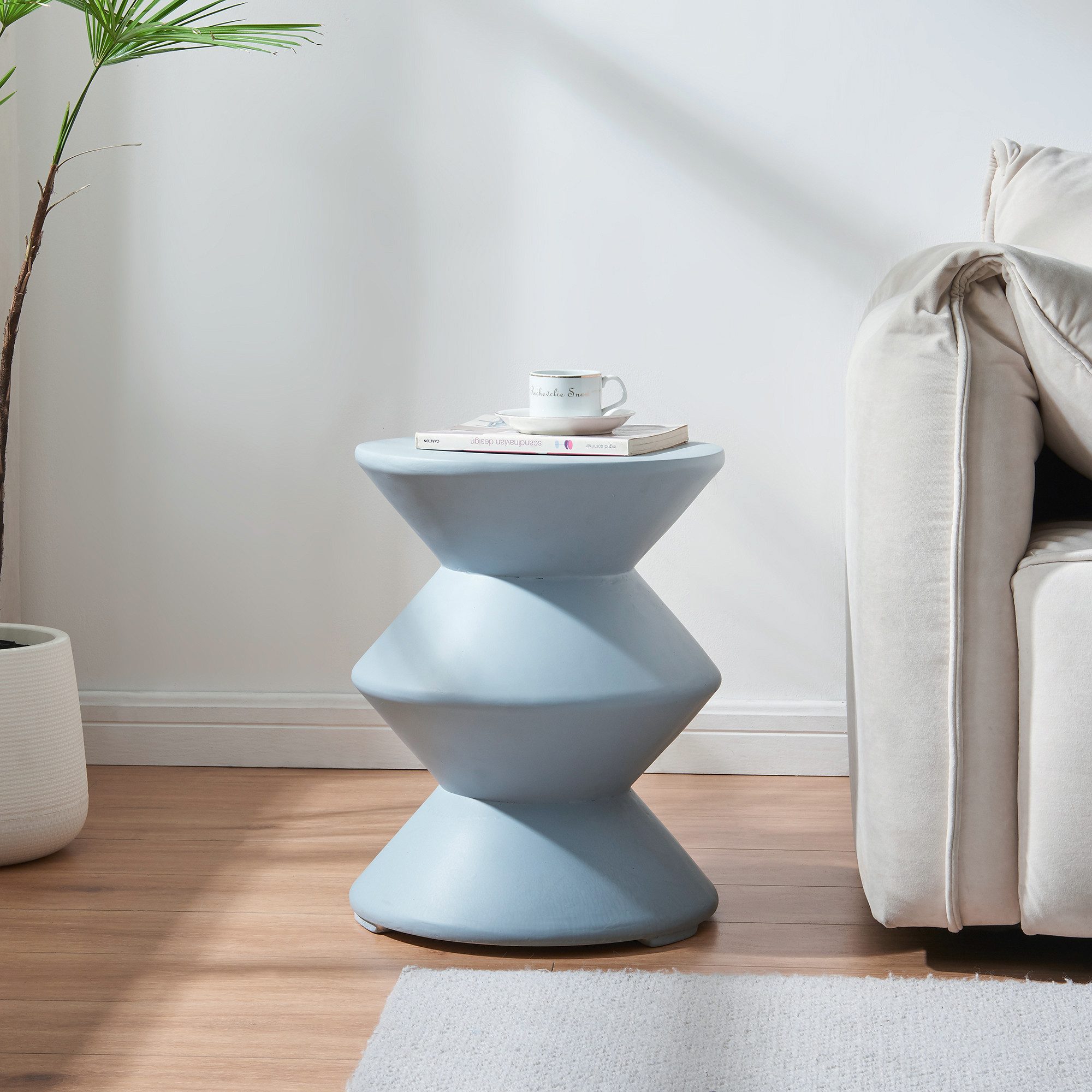 en.casa Beistelltisch, »Kyppeslo« 47xØ37 cm Indoor Outdoor Leichtbeton Hellblau