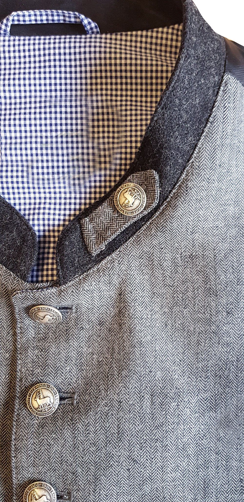 Moschen-Bayern Trachtenweste Trachtenweste Herren Weste Trachten Gilet Herrenweste Grau Weste mit Stehkragen