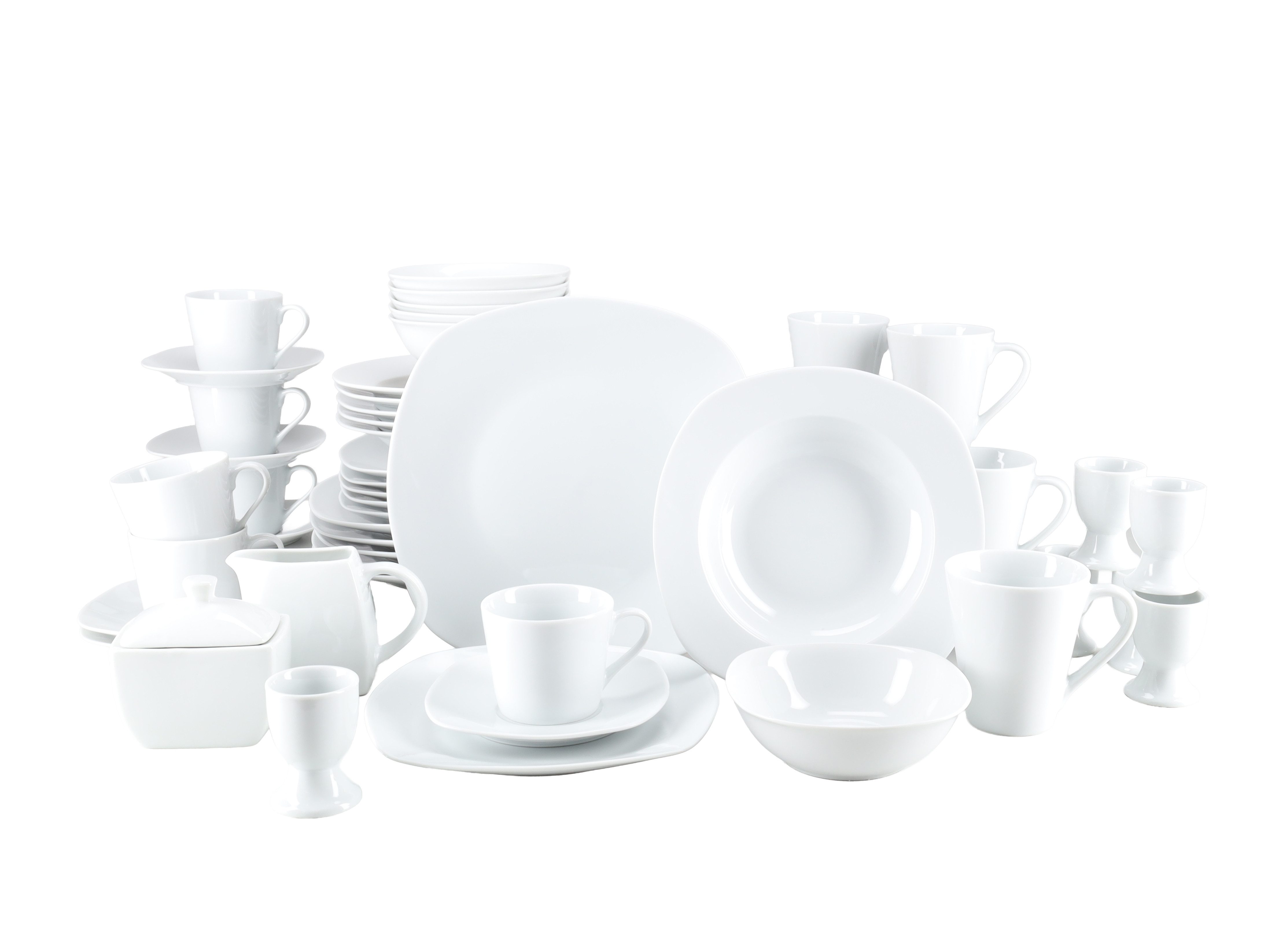 OTTO home Geschirr-Set Arrianna (50-tlg), 6 Personen, Porzellan, Moderne Optik, Zeitloses Design, Beliebig kombinierbar