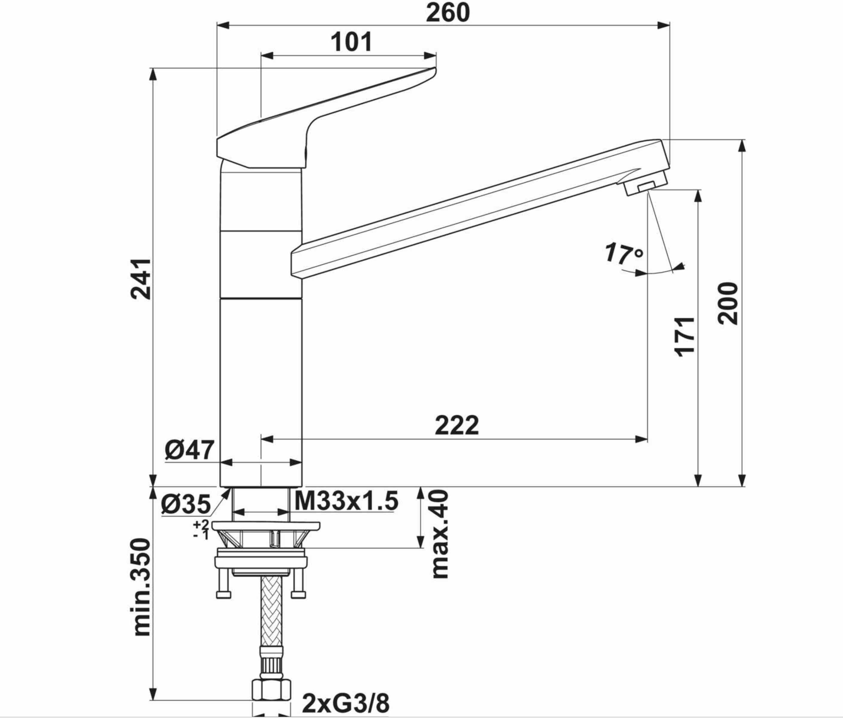 Ideal Standard Küchenarmatur IDEAL STANDARD CERAFLEX, Hebelmischer chrom
