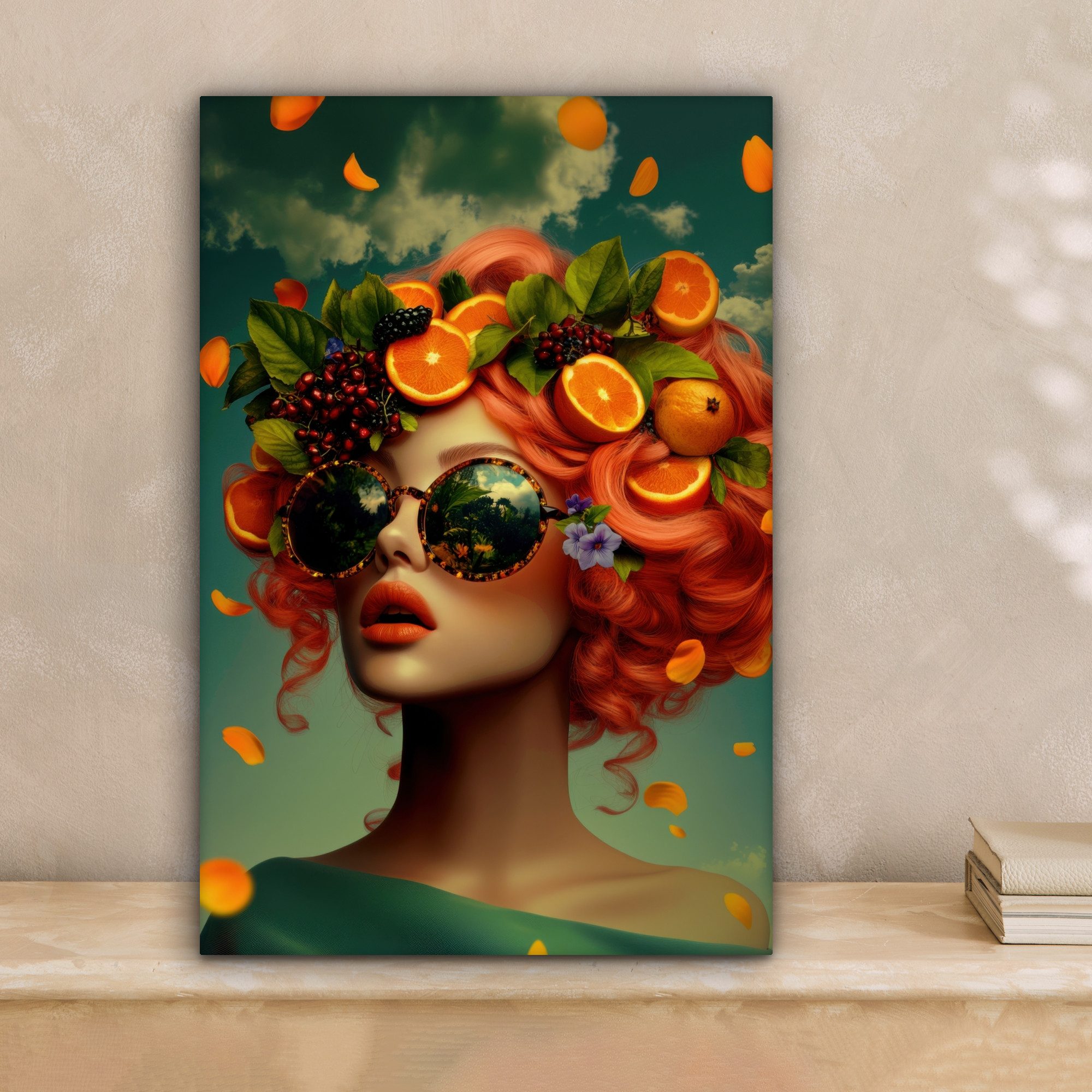 OneMillionCanvasses® Leinwandbild Weiblich - Orange - Beere - Orange - Küch günstig online kaufen