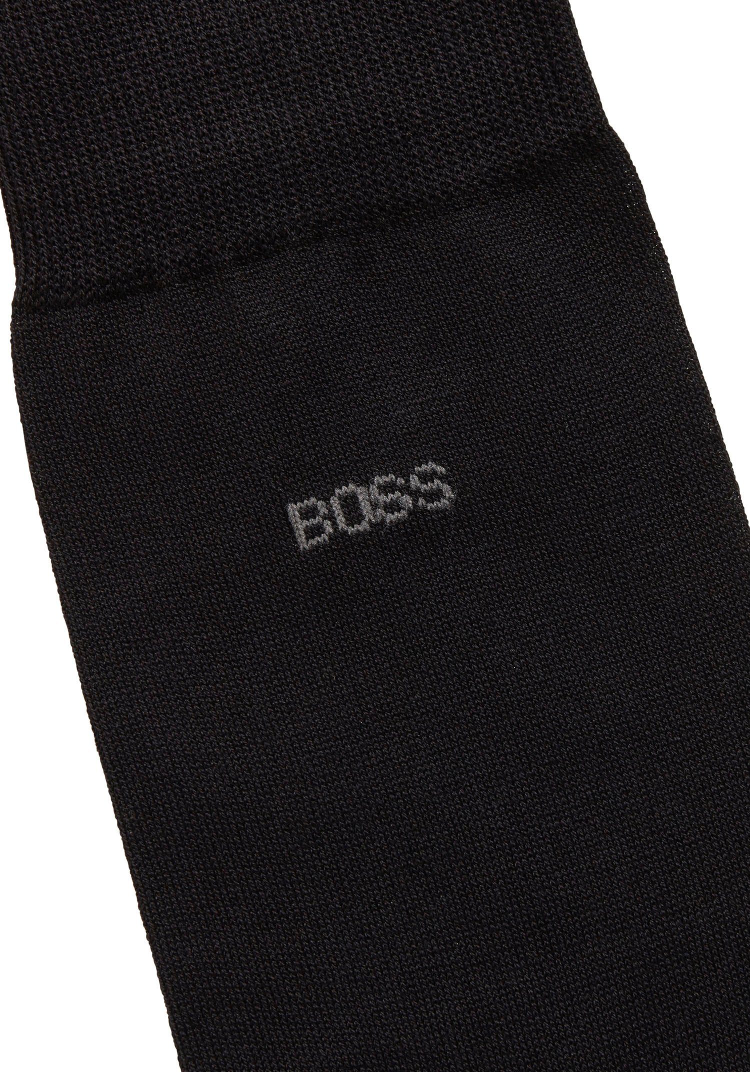 (Packung) Businesssocken Black001 Uni MC dezentem, George mit RS Logo-Schriftzug BOSS eingestricktem BOSS