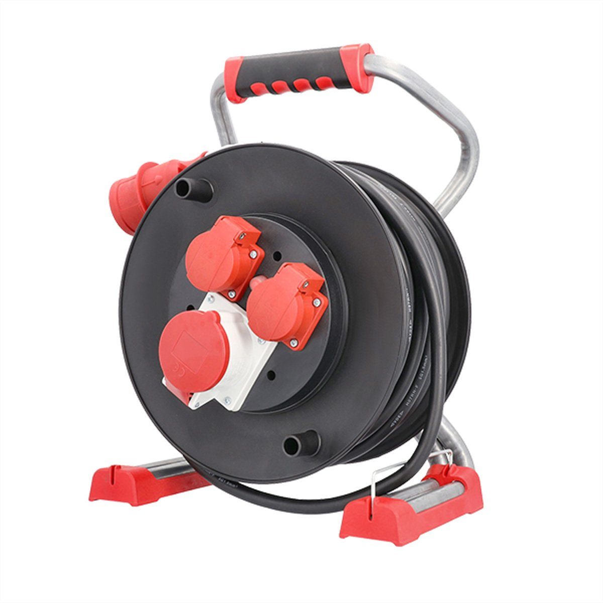 Bachmann Profi-CEE-Kabeltrommel Kabeltrommel (Kabellänge 25 m), 2x CEE7/3, 1x CEE 400V/16A, H07RN-F 5G1,5mm² 25m