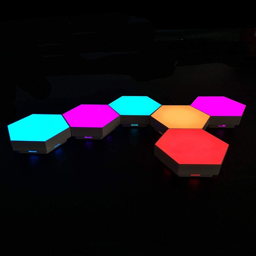 Panel LED Gaming Beleuchtung,LED Lichtfarben Wandleuchte, Touch-Steuerung, Wandleuchte Deko RGB+3 Panels, Fernbedienung, LED MUPOO 1/3/6/10 RGB Wandleuchte,Gaming