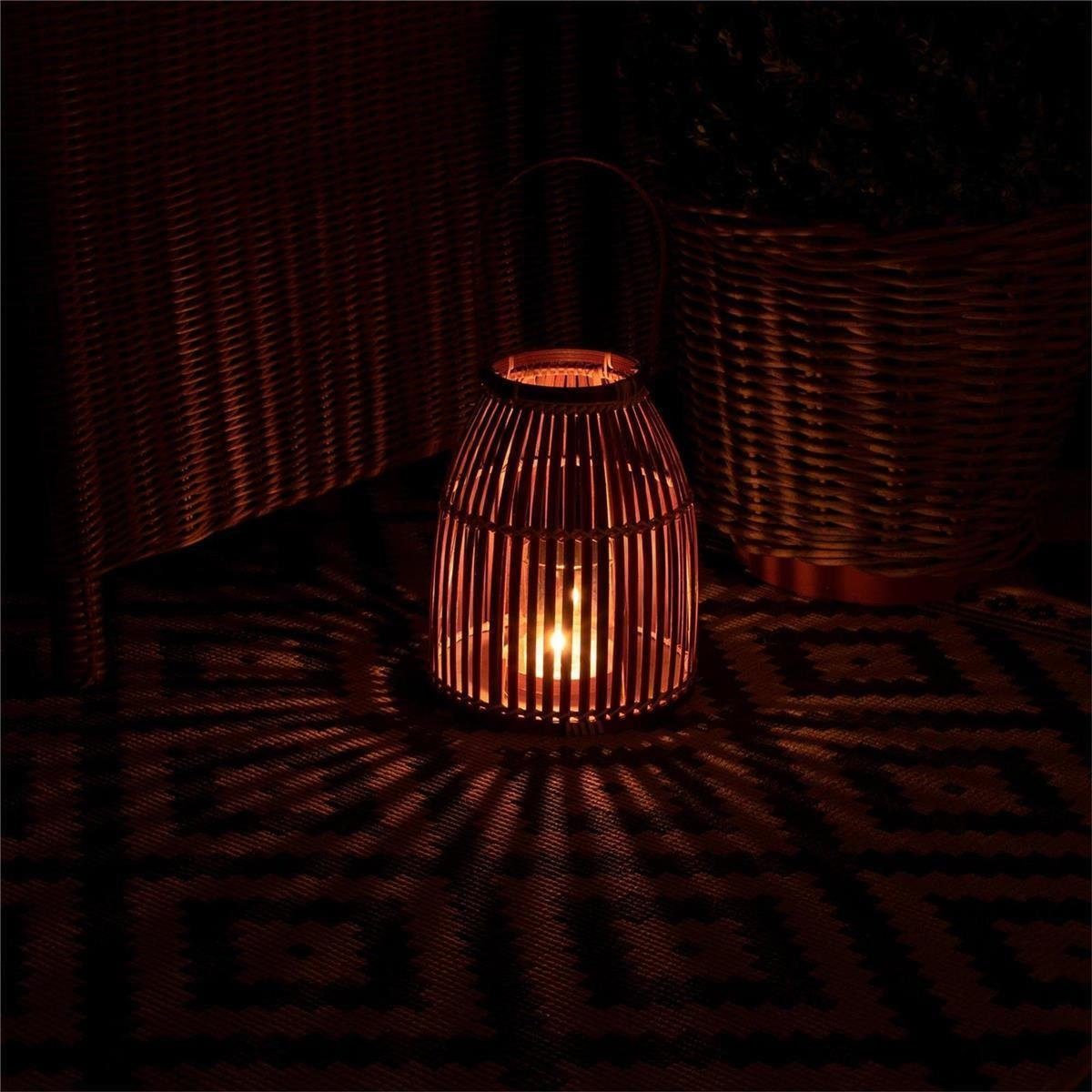 Laterne Dekoration RIPOSTO Windlicht Bambus Kerzenhalter mit - / Glaseinsatz BOURGH