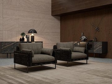 JVmoebel Wohnzimmer-Set Luxus Wohnzimmer 2x Dreisitzer Sofa 2x Sessel mit Couchtische Set 6tlg, (6-St., Nur 2x 3 Sitzer + 2x Sessel + 2x Couchtische), Made in Europa