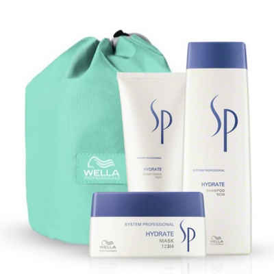 Wella SP Haarpflege-Set Hydrate Geschenkset Shampoo 250ml + Conditioner 200ml + Mask 200ml + Kosmetikbeutel gratis