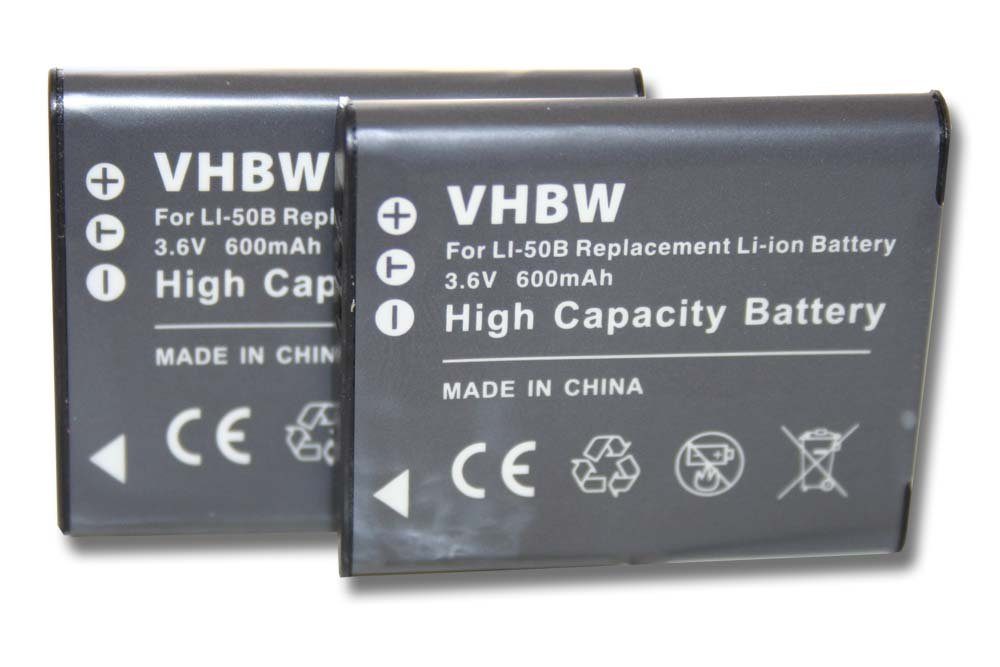 vhbw passend für Ricoh WG-50, WG50, WG-5 GPS, WG-60, WG-6, WG-70, WG-4 GPS Kamera-Akku 600 mAh