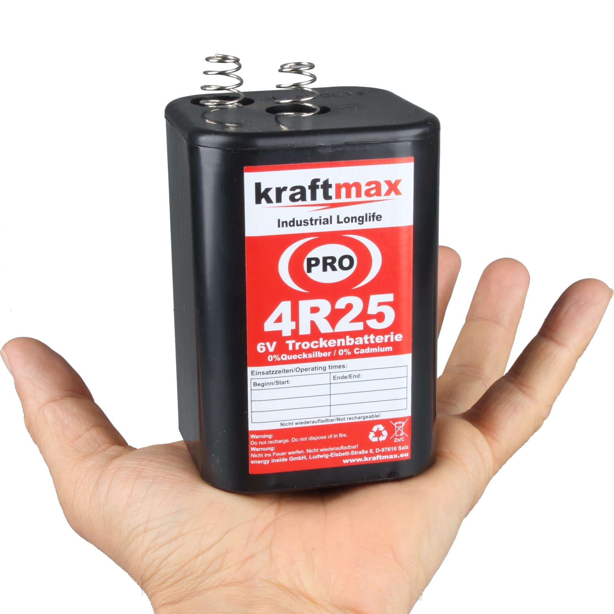 kraftmax 5er Pack 4R25 Pro - 6V Hochleistungs- Industrial Blockbatterie  Batterie, (1 St)