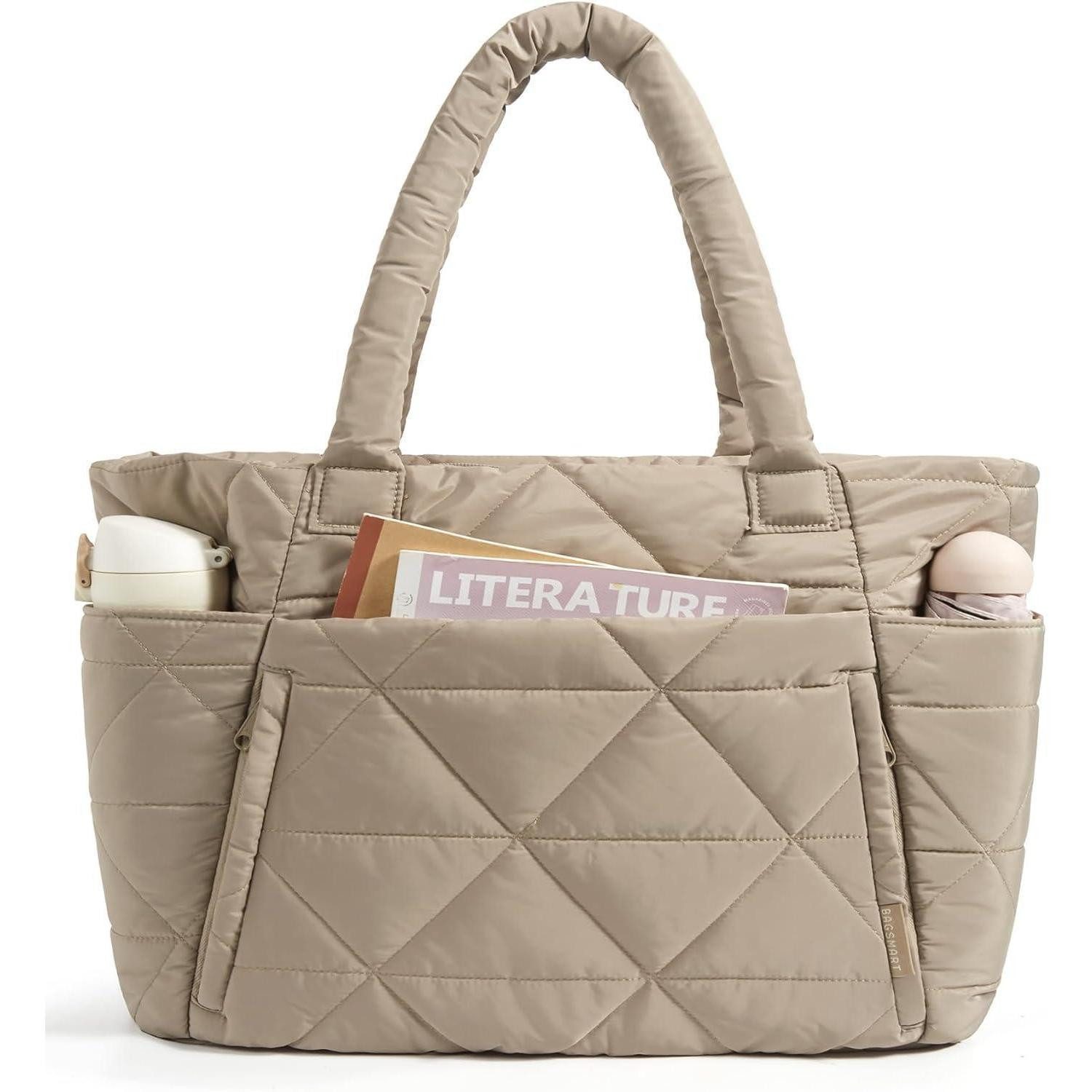 LuxusKollektion Laptoptasche Tragetasche für Damen bauschig mit Reißverschluss große gesteppte