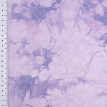 SCHÖNER LEBEN. Stoff Baumwolljersey Jersey TIE DYE Batik flieder lila 1,45m Breite, allergikergeeignet