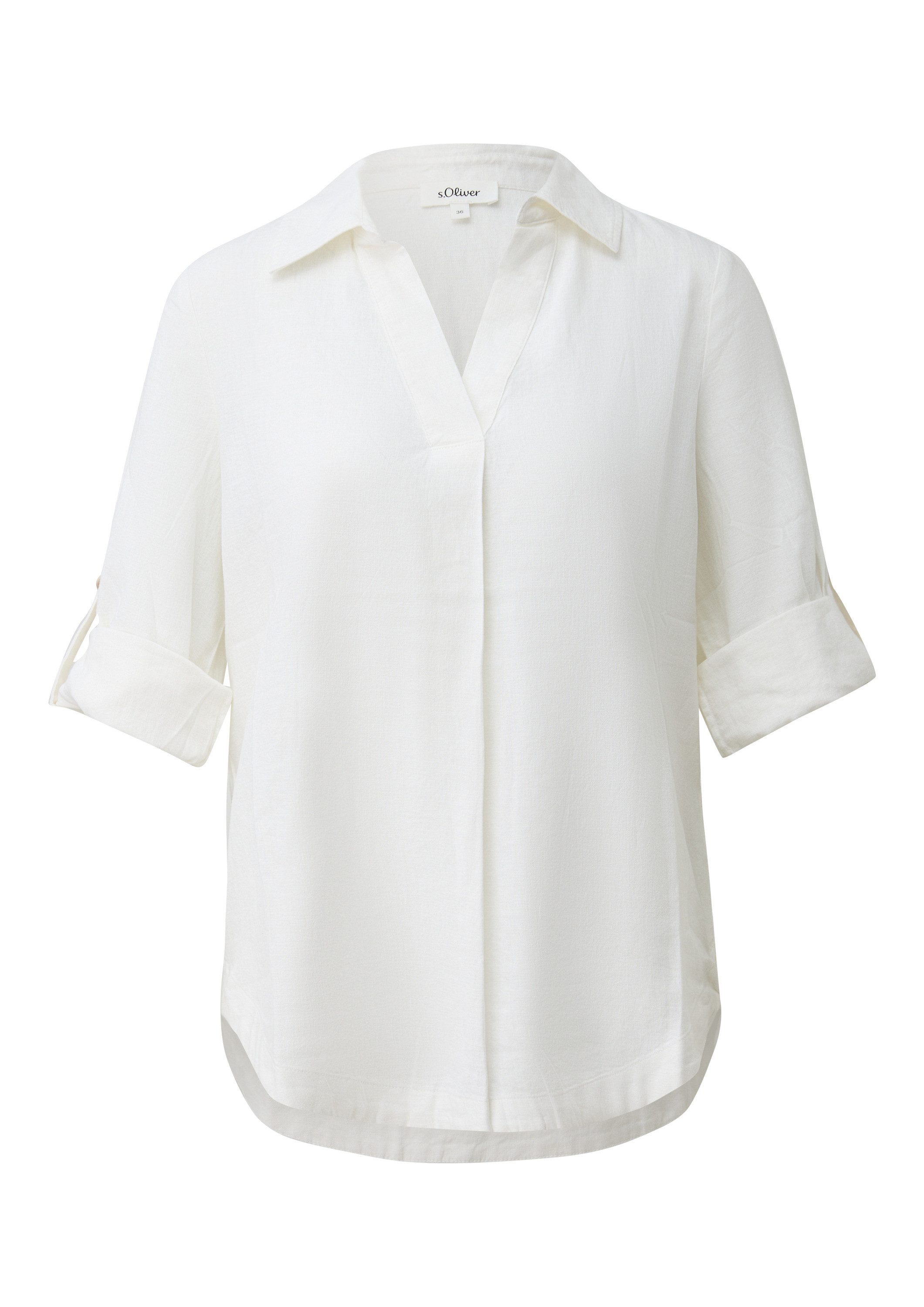 s.Oliver Kurzarmbluse Bluse Leinenmix-Bluse mit 3/4-Ärmeln und Turn-up günstig online kaufen