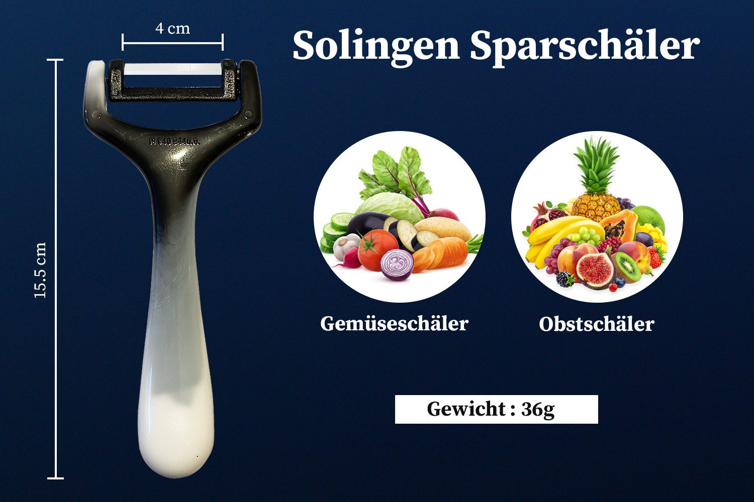 SMI Sparschäler Sparschäler Solingen Kartoffelschäler Gemüseschäler Universalschäler, (1-tlg), Extra scharf Schwarz-Weiß