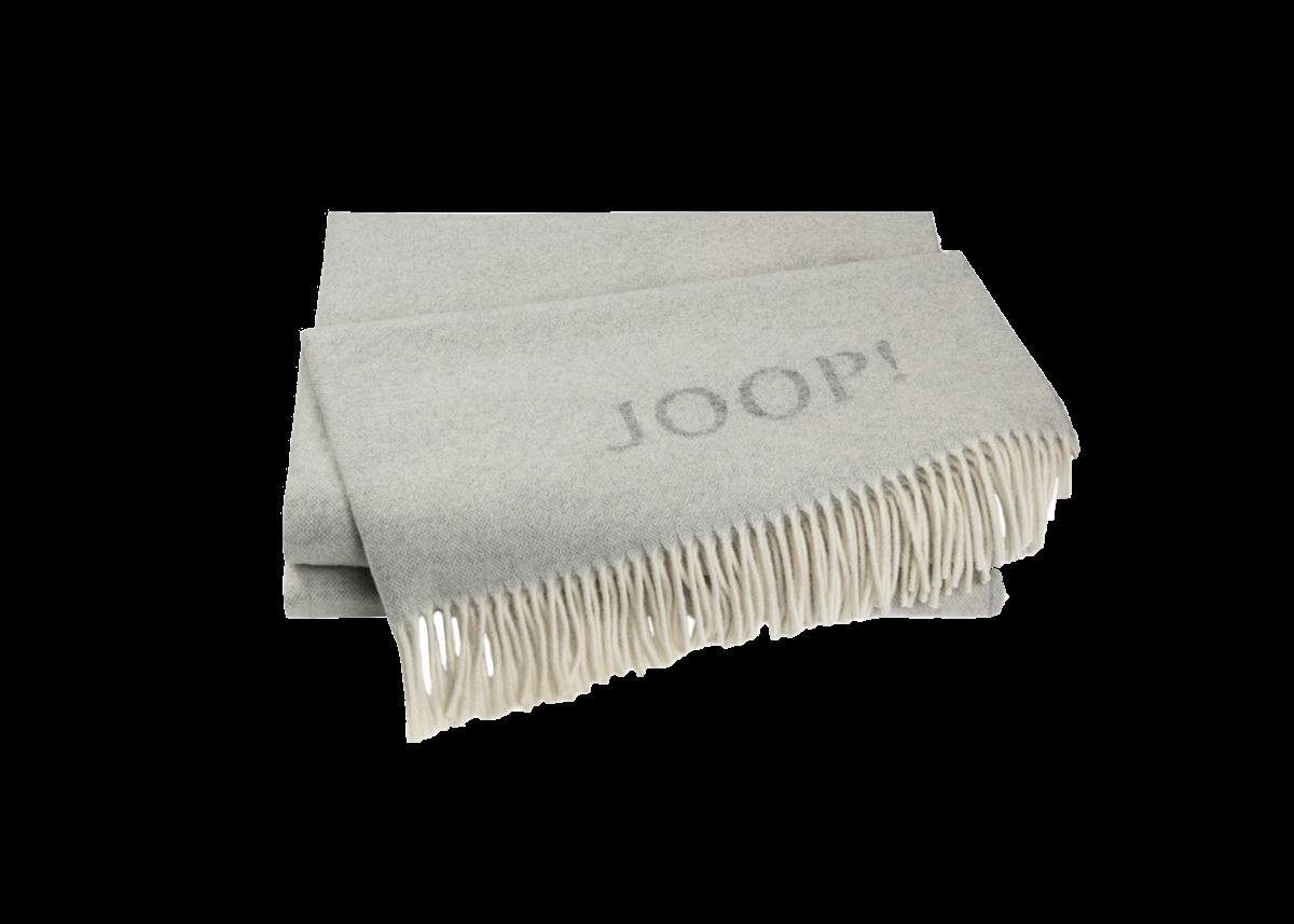 Wolldecke JOOP FINE DF Plaid / Decke 130 x 180 cm Fransen Graphit-Rauch