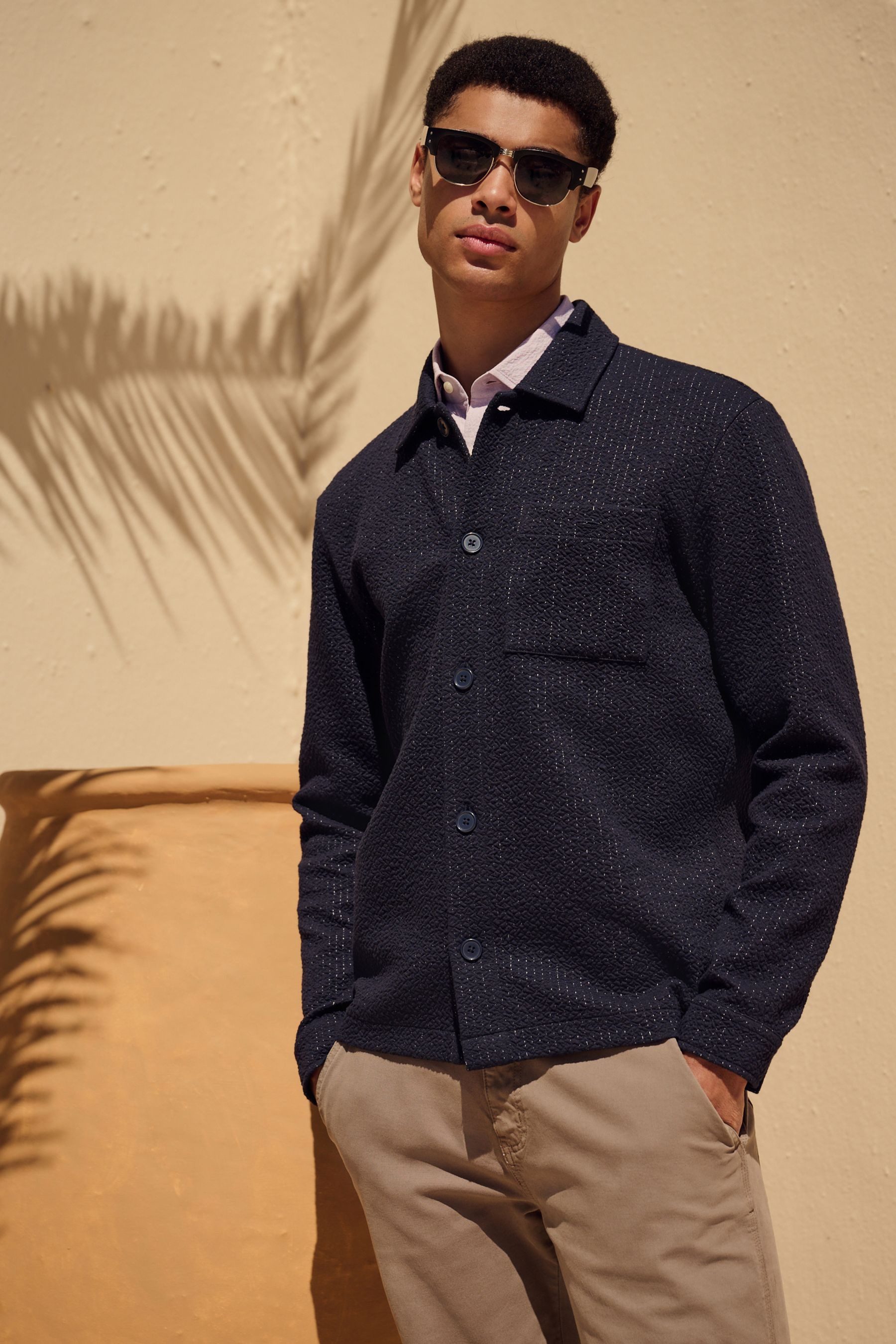 Next Hemdjacke Strukturierte Hemdjacke mit Nahtdetail (1-St)