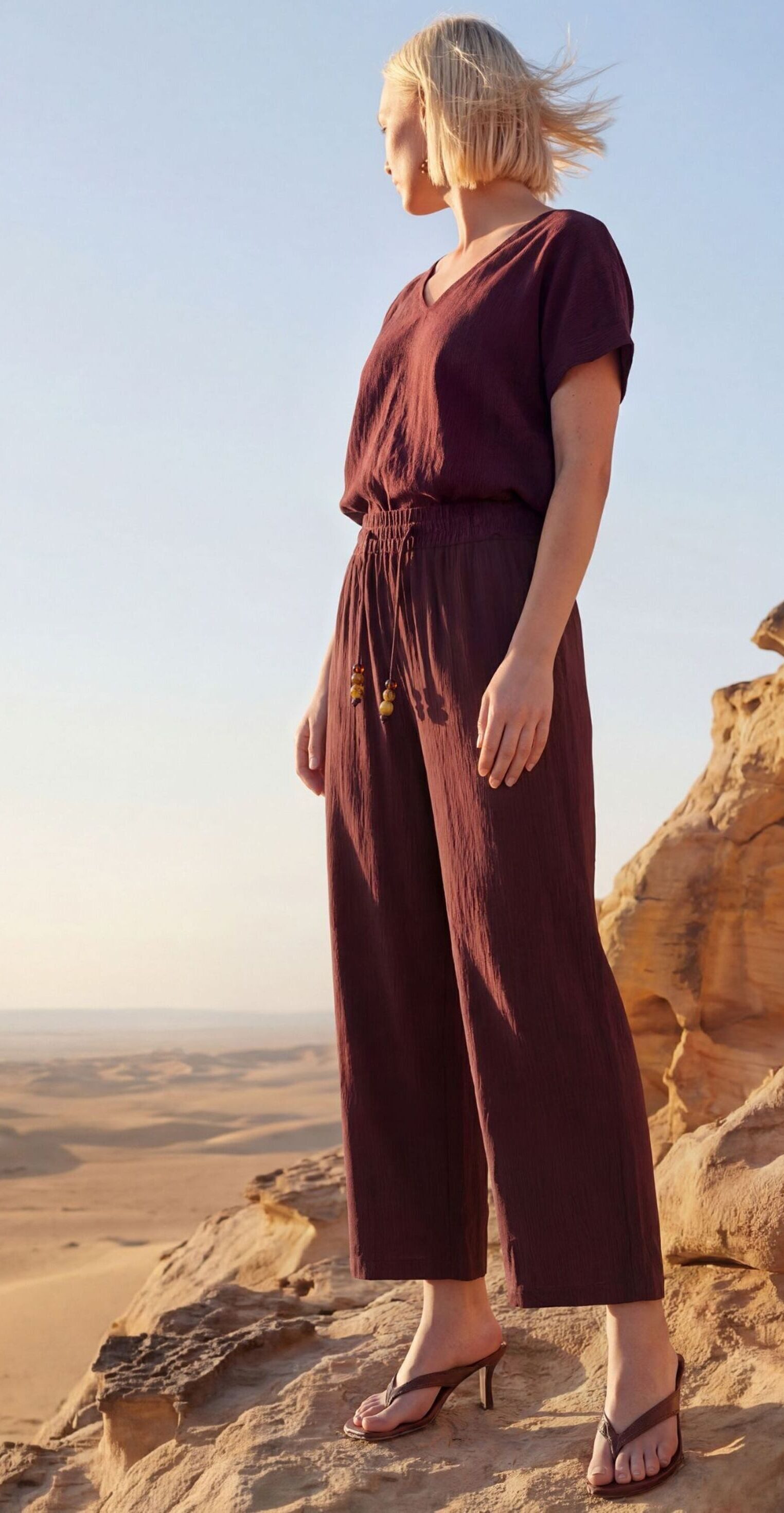 Zero Stoffhose Damen mit Bindegürtel Gürtel