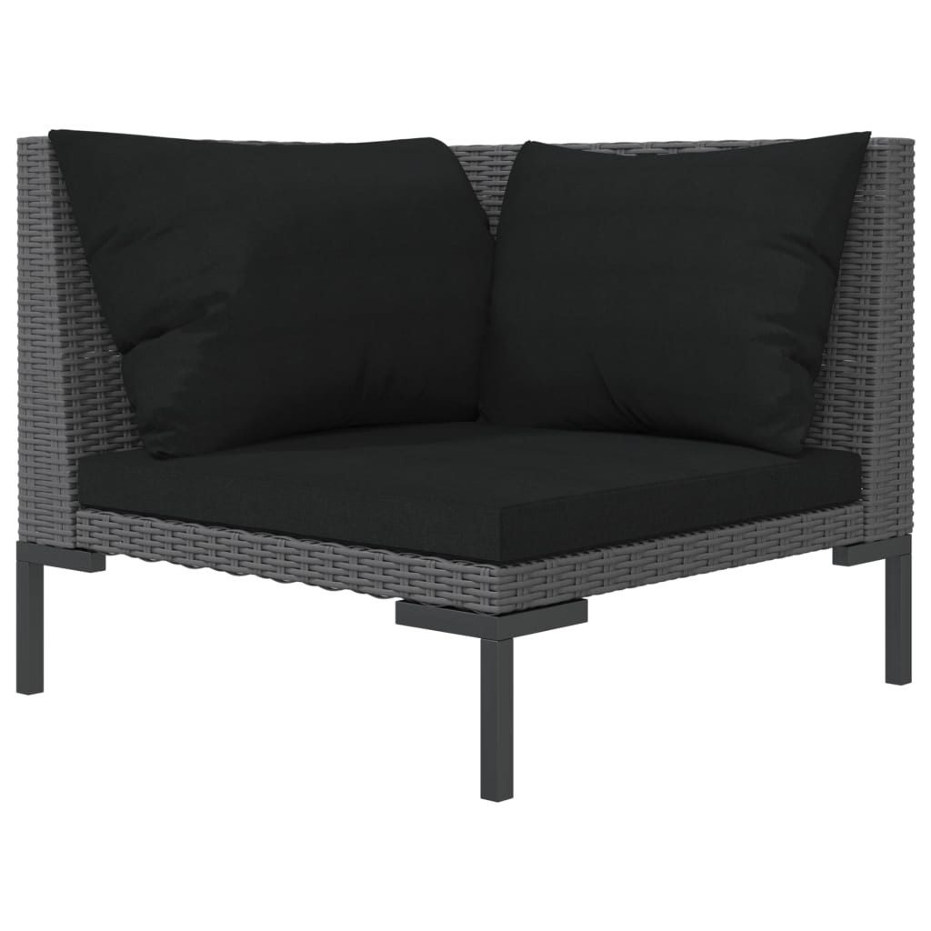 vidaXL Sofaelement Gartensofa mit Kissen Halbrundes Poly Rattan (1 St)
