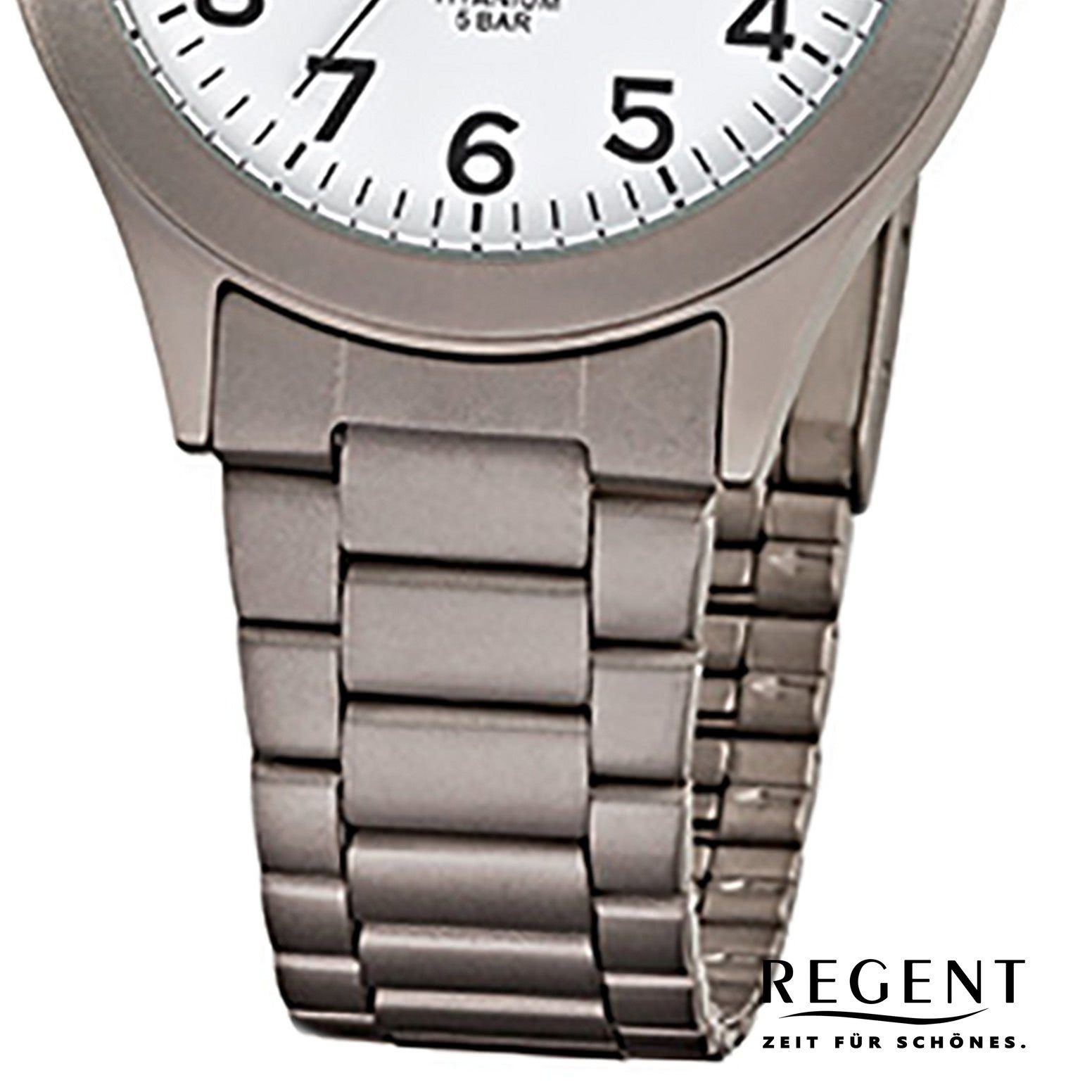 (ca. grau Herren Titanarmband mittel Regent Armbanduhr Regent Analog, Quarzuhr silber Herren-Armbanduhr rund, 36mm),