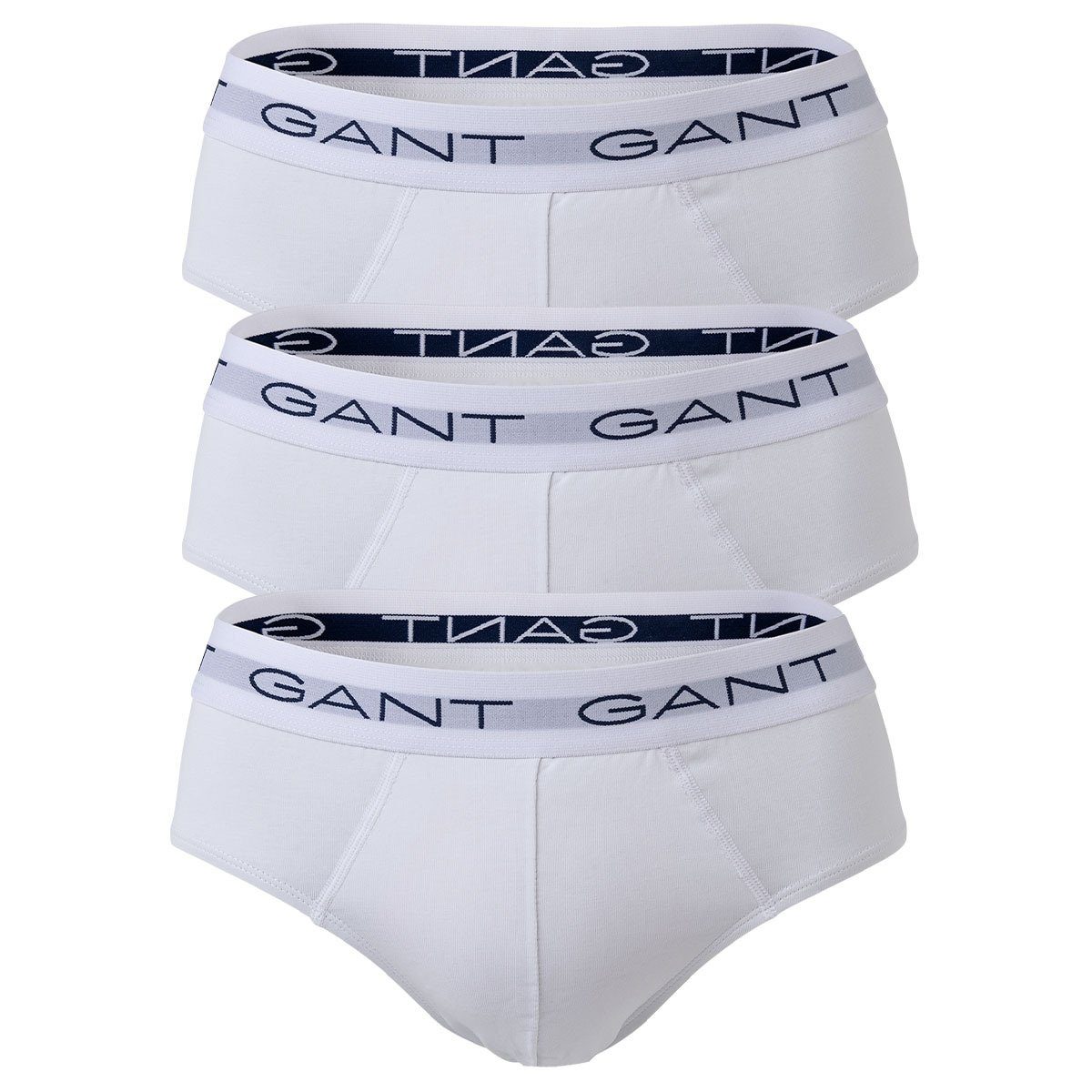 Gant Slip Herren Slips, 3er Pack - Briefs, Cotton Stretch Weiß