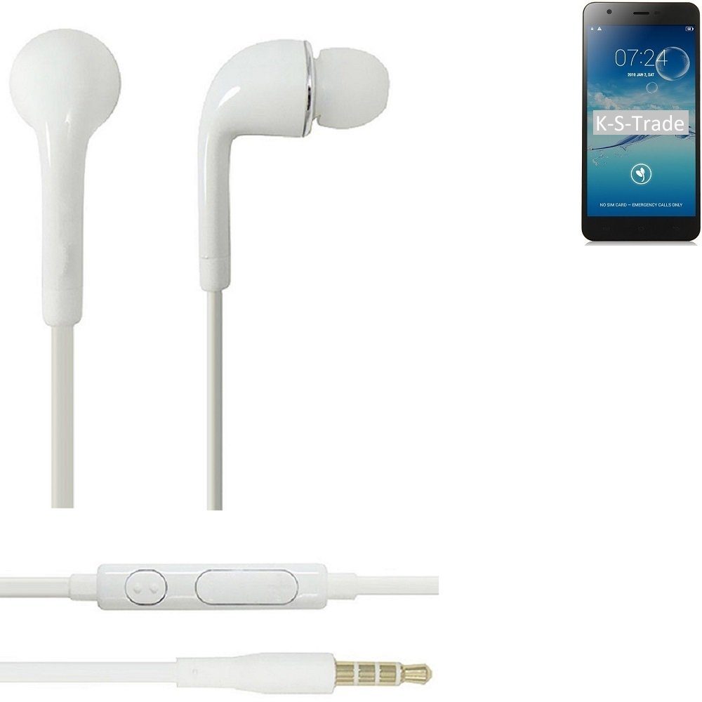 K-S-Trade für Jiayu S3+ In-Ear-Kopfhörer (Kopfhörer Headset mit Mikrofon u Lautstärkeregler weiß 3,5mm)