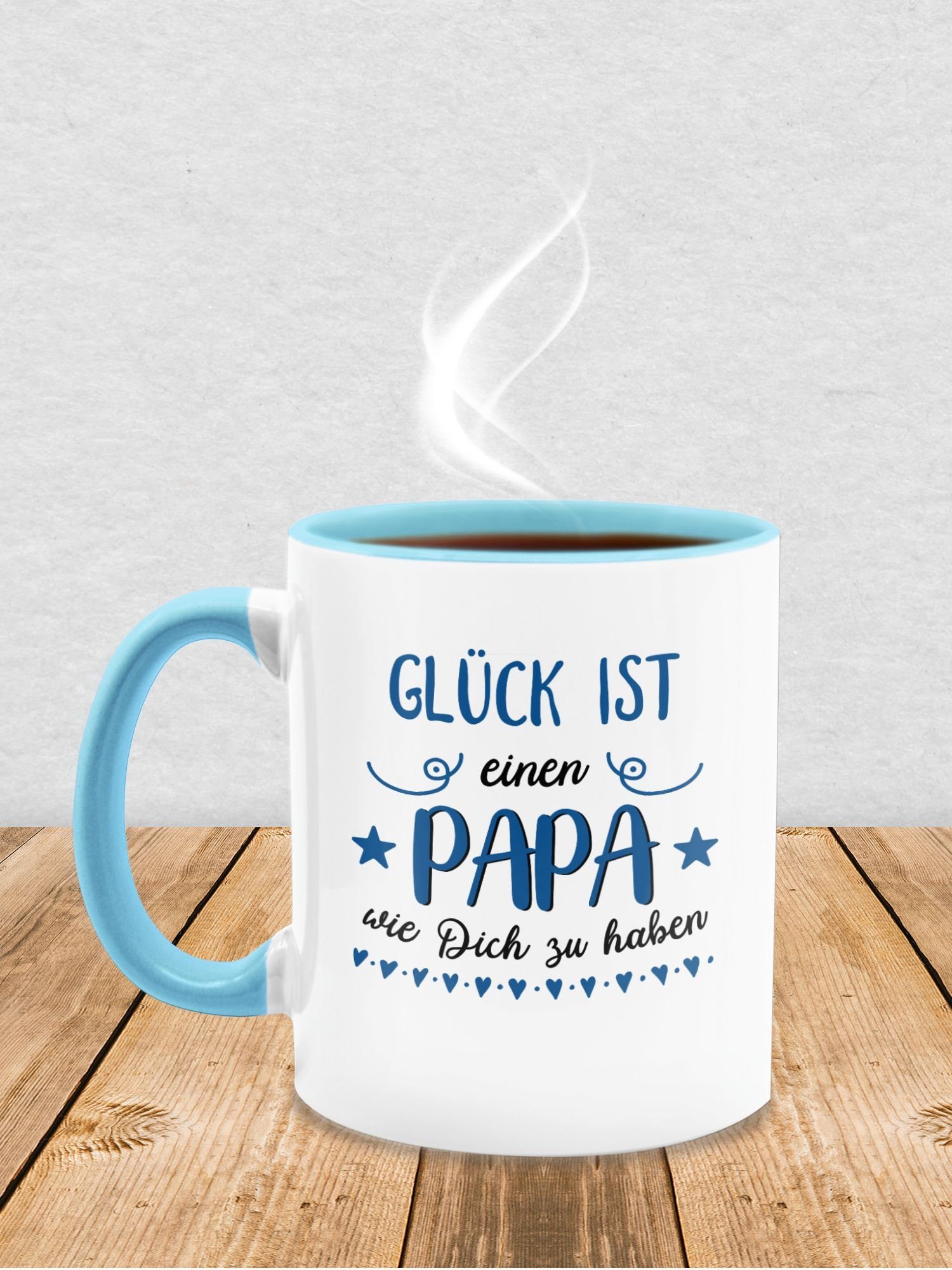 wie einen Geschenk, Hellblau Papa Kaffeetasse Tasse Glück Vatertag Keramik, ist - dich 2 zu Geschenk haben Shirtracer