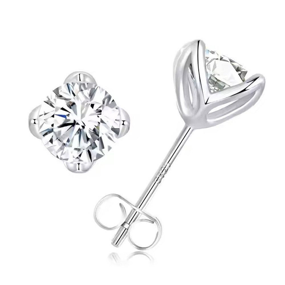 Paar Ohrstecker kleine zarte Moissanite Ohrstecker 5mm, 0,5Ct, 1Ct, 925er Silber