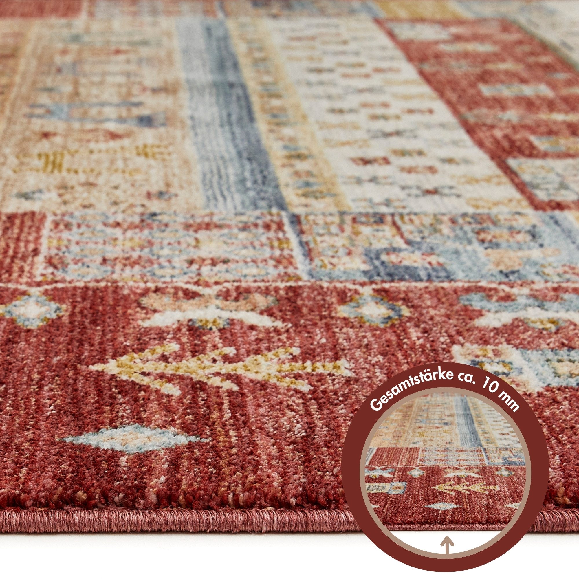 LUXOR living Teppich Rocco, rechteckig, Höhe: 11 mm, Vintage-Look, verschiedene Designs, mit Fransen, Wohnzimmer