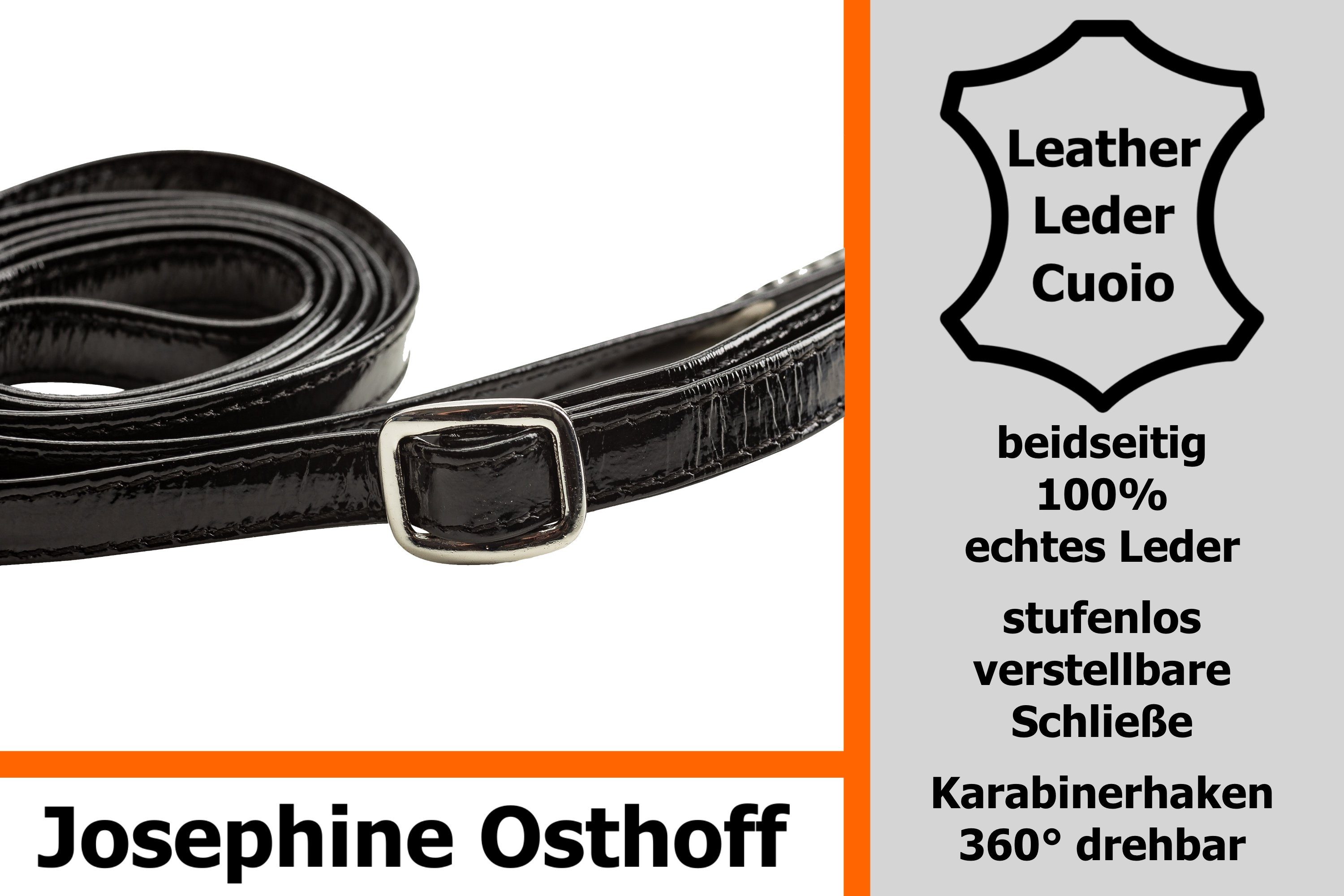Josephine Osthoff Schulterriemen Lack Lack-Schwarz/Silber cm Schulterriemen schwarz/silber 1