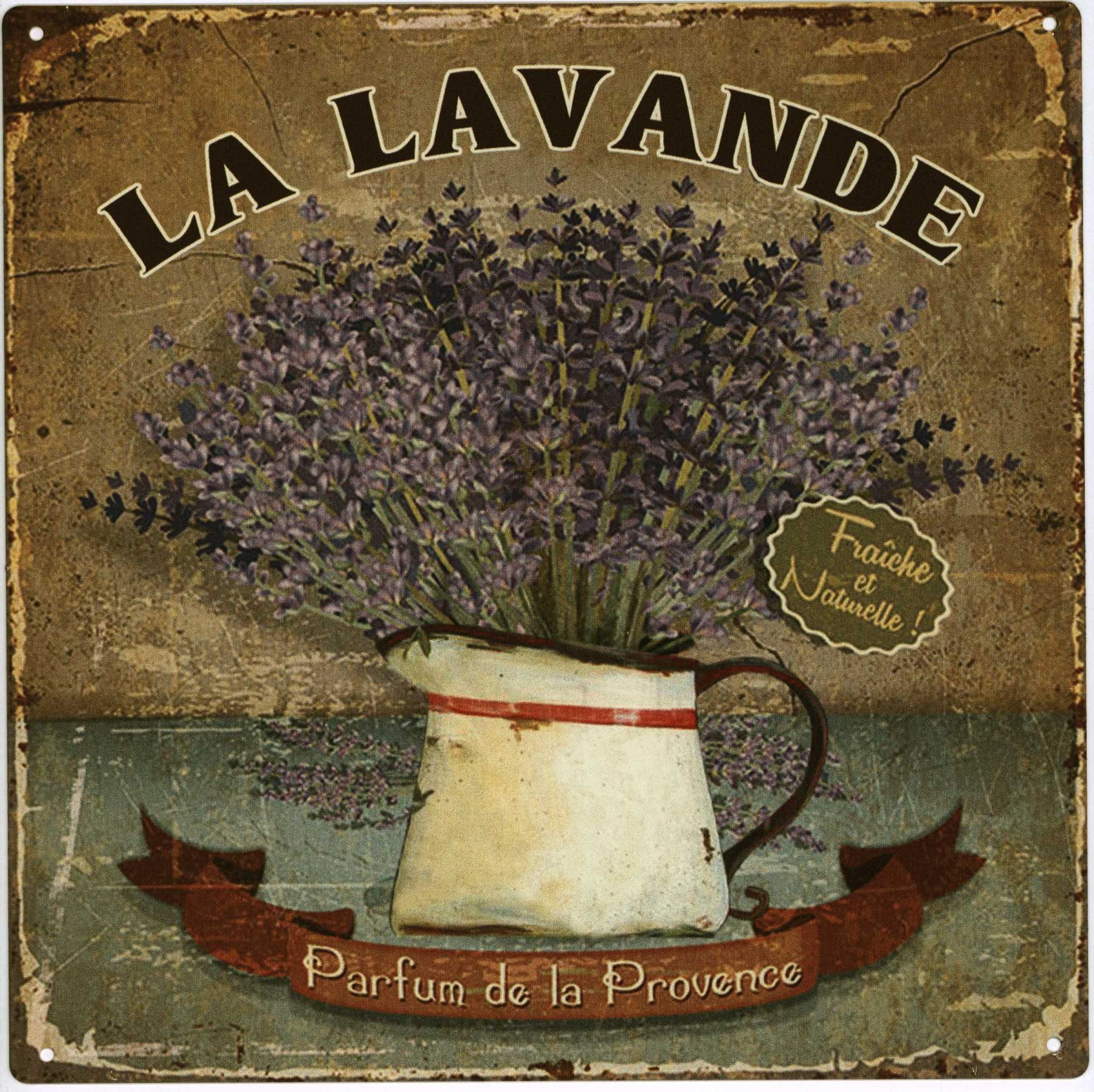 Metallschild Blechschild Q8198 Lavande Parfume Lavendel 30 x 30