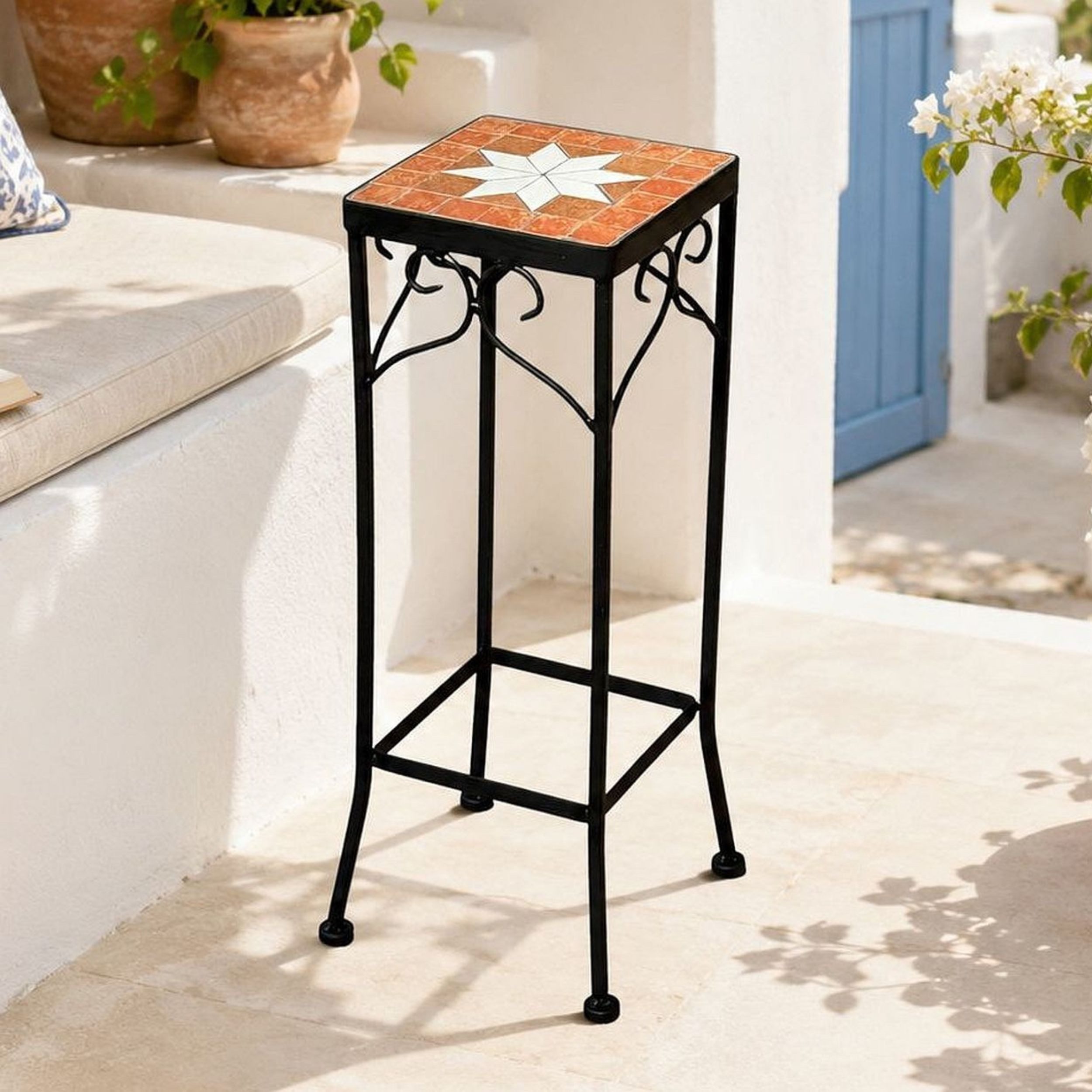 DanDiBo Blumenhocker Mosaik Eckig 12012 S Pflanzenständer für Draußen Blumenhocker