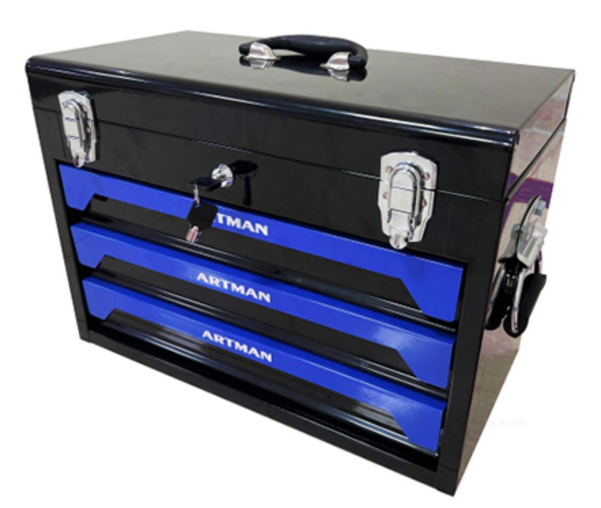 Rolipo Werkzeugbox 20" Tragbarer 3-Schicht Werkzeugkasten, 4 Ebenen, Metallriegel, Geschenk für Heimwerker und Profis