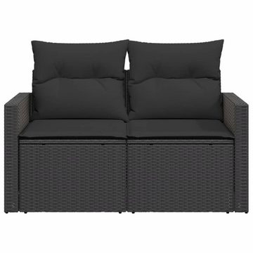 vidaXL Loungesofa Gartensofa mit Kissen 2-Sitzer Schwarz Poly Rattan