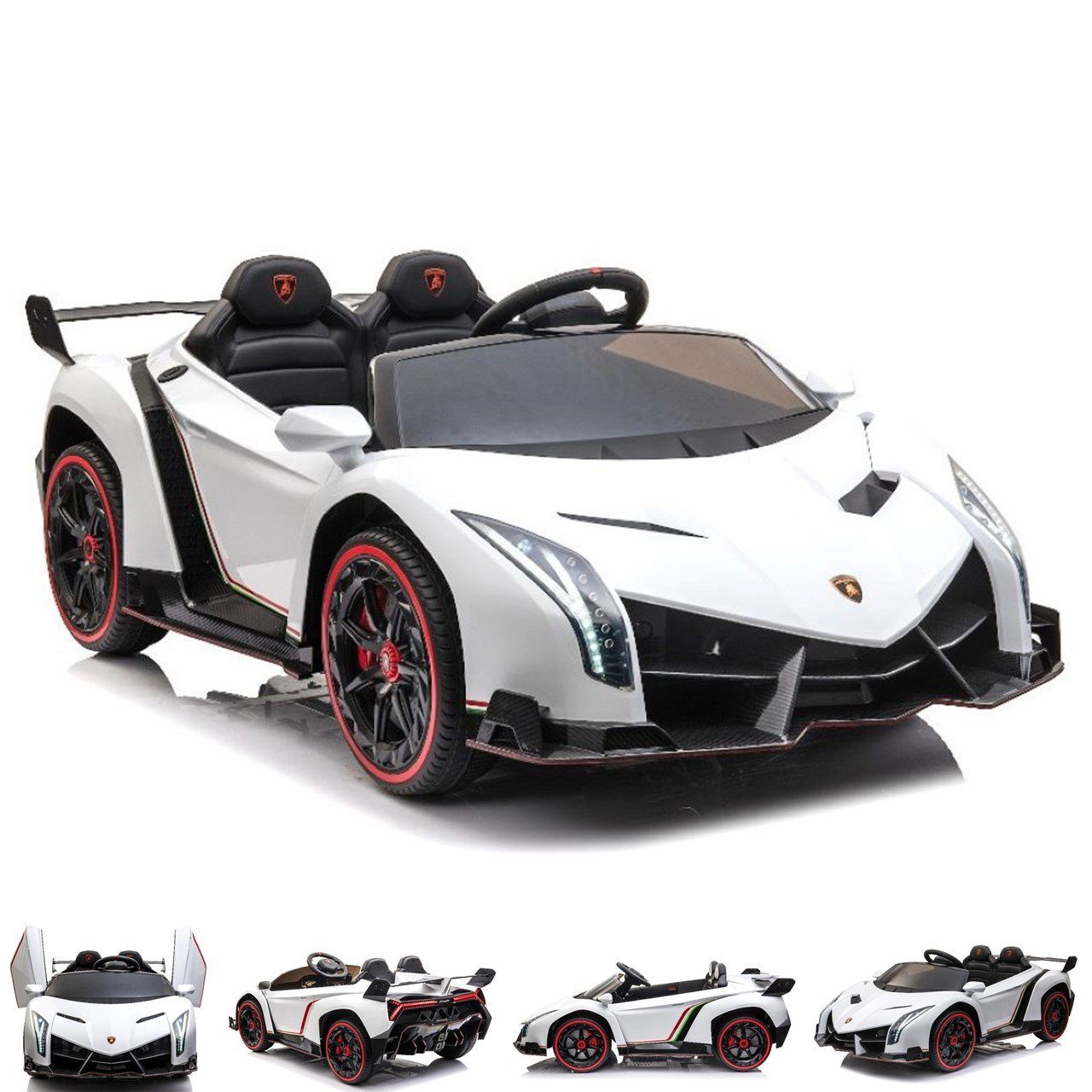 ES-Toys Elektro-Kinderauto Kinder Elektroauto Lamborghini, Belastbarkeit 50  kg, Veneno, Zweisitzer, EVA-Reifen, Radio, Bluetooth und FM-Radio, 2,4 GHz  Fernbedienung, Mp3- USB- und SD-Kartenanschluss