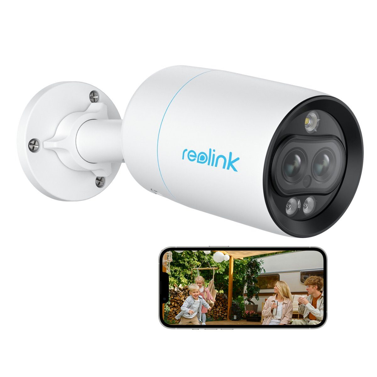 Reolink 4K Intelligente Dual-Objektiv PoE Überwachungskamera (Außenbereich, Farbnachtsicht, Weitwinkel- und Nahansicht, Personen-/Fahrzeugerkennung)